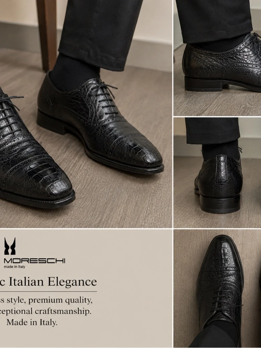 Moreschi Adrano Men’s Oxford Dress Shoes US 9 Black Made in Italy